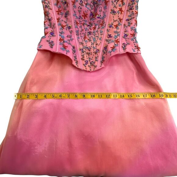 PRECIOUS FORMALS Pink Beaded Formal Dress Size 8 - Picture 12 of 17